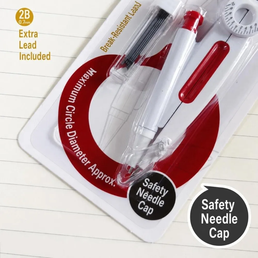 Digital Display Compass with Replacement Pencil Leads Plastic Geometry Compass with Built-in Scale Drawing Circles Tool