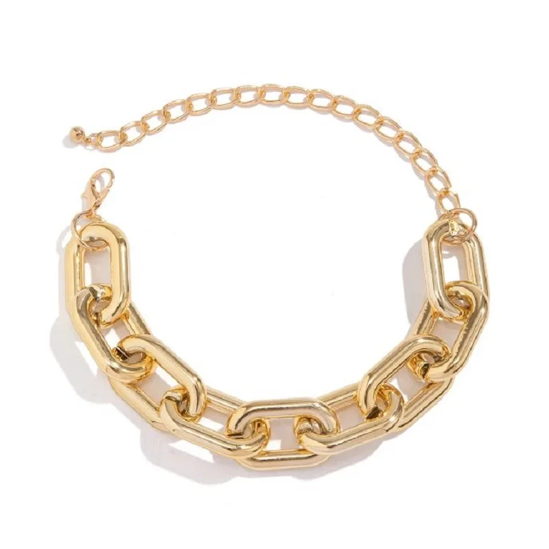 سلسلة كبيرة مكتنزة الشرير الهيب هوب سلسلة سميكة قلادة المرأة خمر الملتوية قفل CCB المختنق Steampunk الرجال الجرونج مجوهرات