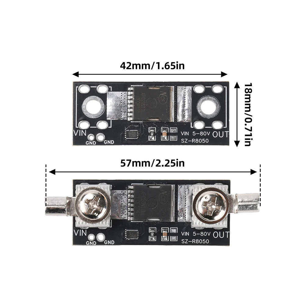 80V 50A High-Current Ideal Diode Module with Charge Backflow Prevention and Reverse Current Protection