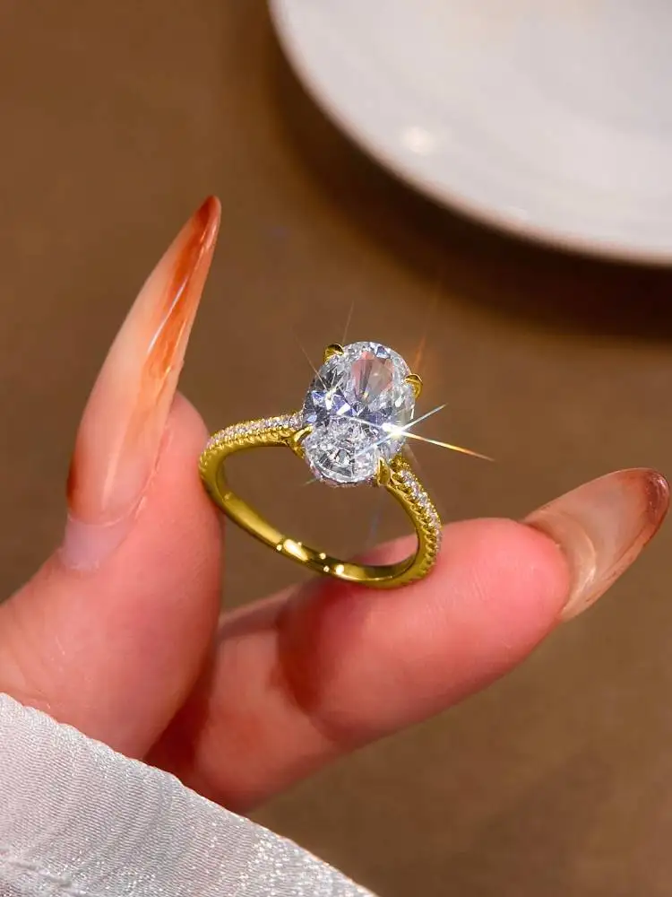 

Stylever 1CT Classic Oval Moissanite Diamond Rings for Women 925 Sterling Silver Brilliant Wedding High Quality Jewelry