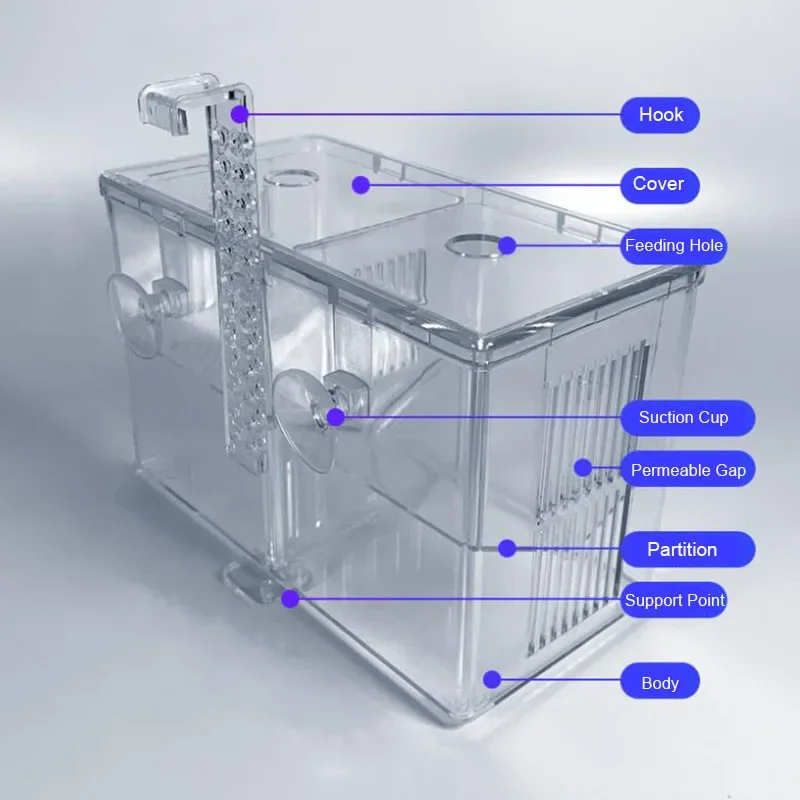 Aquarium Accessories Acrylic Fish Breeding Isolation Box Fish Tank Aquarium Breeder Double Guppies Hatching Incubator