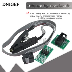 DNIGEF SOP8 Test Clip with 1or2 Adapters SOIC8 Flash Chip IC Test Clips For EEPROM 93CXX / 25CXX / 24CXX in-circuit programming