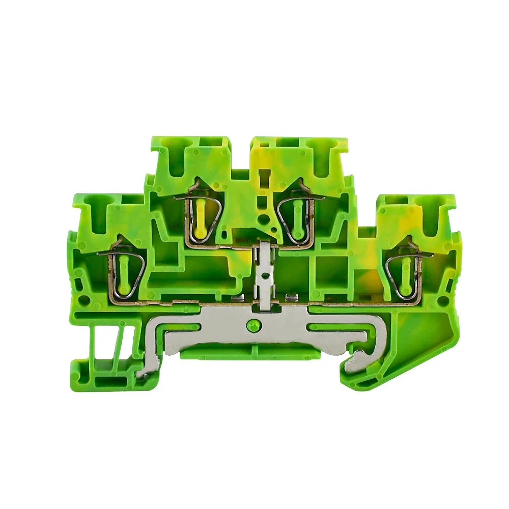 10PCS STTB-2.5-PE Screwless Ground Din Rail Terminal Block Connector Double Layer Return Pull Type Spring Ground Terminal Blocks