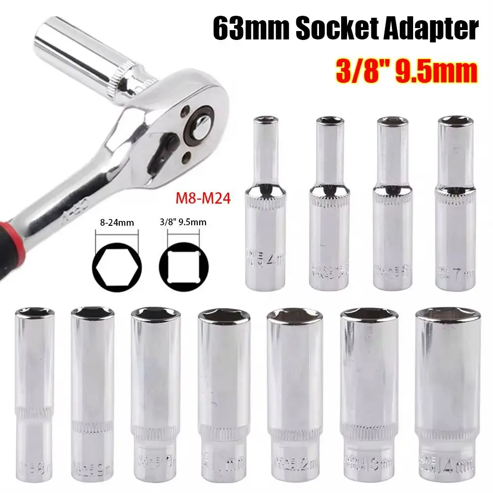 1Pcs New For Ratchet Torque Wrench Hex Short Socket Hand Tool Double End Metric Key Sleeve 63mm Length 8-24mm Drive Socket