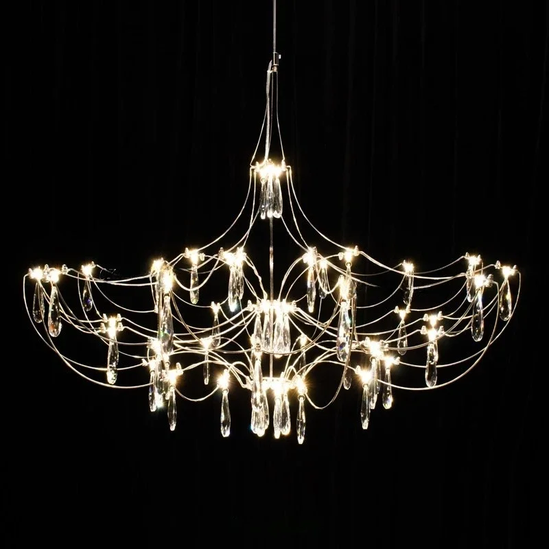 

2025 New Living Room Dining Room Firefly Chandelier Villa Apartment Bedroom Light Cube Starry Sky Crystal Chandelier
