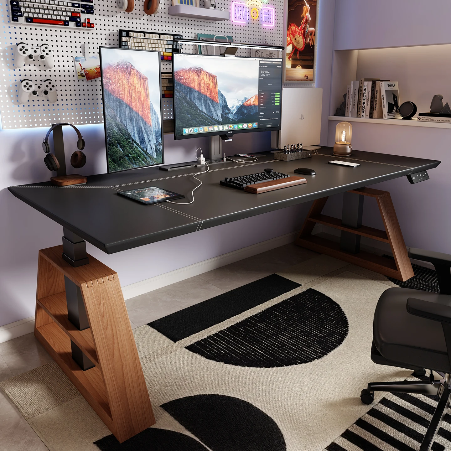 Electric lifting table legs desktop computer table rock slab dual motor workbench