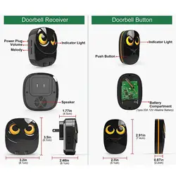 Wireless Driveway Security Alarm Easy Installation Equipment Multi Use Doorbell for Front Porch Garage Office US Plug