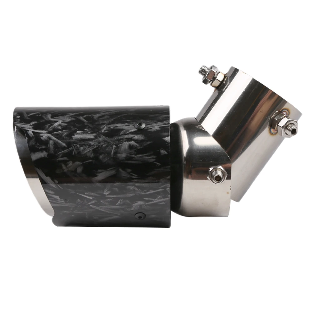 Adjustable Angle Exhaust Tip ABS Shell Forged Pattern 63mm ID/89mm OD, Fits Curved Exhaust Pipes, Universal for Car Bolt-On