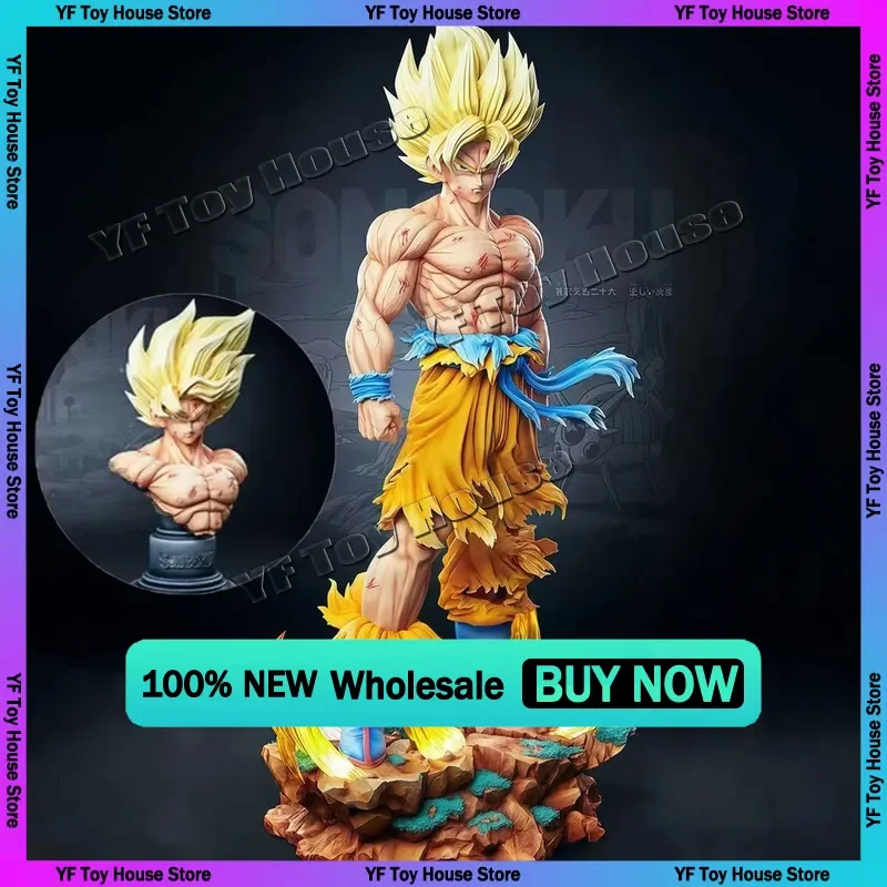 

Dragon Ball Z Jt Statue Son Goku Figure Replaceable Heads Led Base Super Saiyan Goku Action Figures Collection Mode Toys Gifts