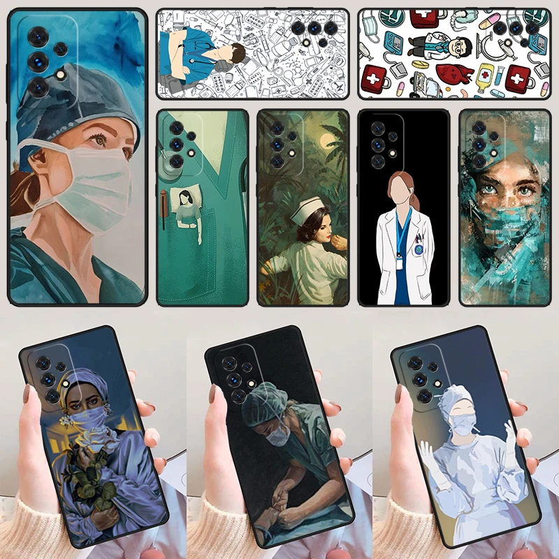 Cartoon Medicine Doctor Nurse For Samsung Galaxy A52 A72 A73 A20e A21S A50 A70 A11 A12 A42 A31 A40 A51 A71 A32 A80 Phone Case