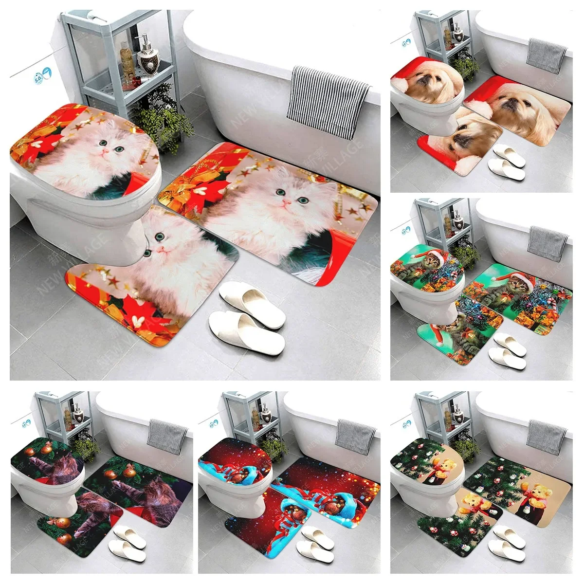 home bathroom floor mats Christmas animals Bath Foot mat modern bathroom accessories rug Toilet mat Bathtub anti-slip carpet