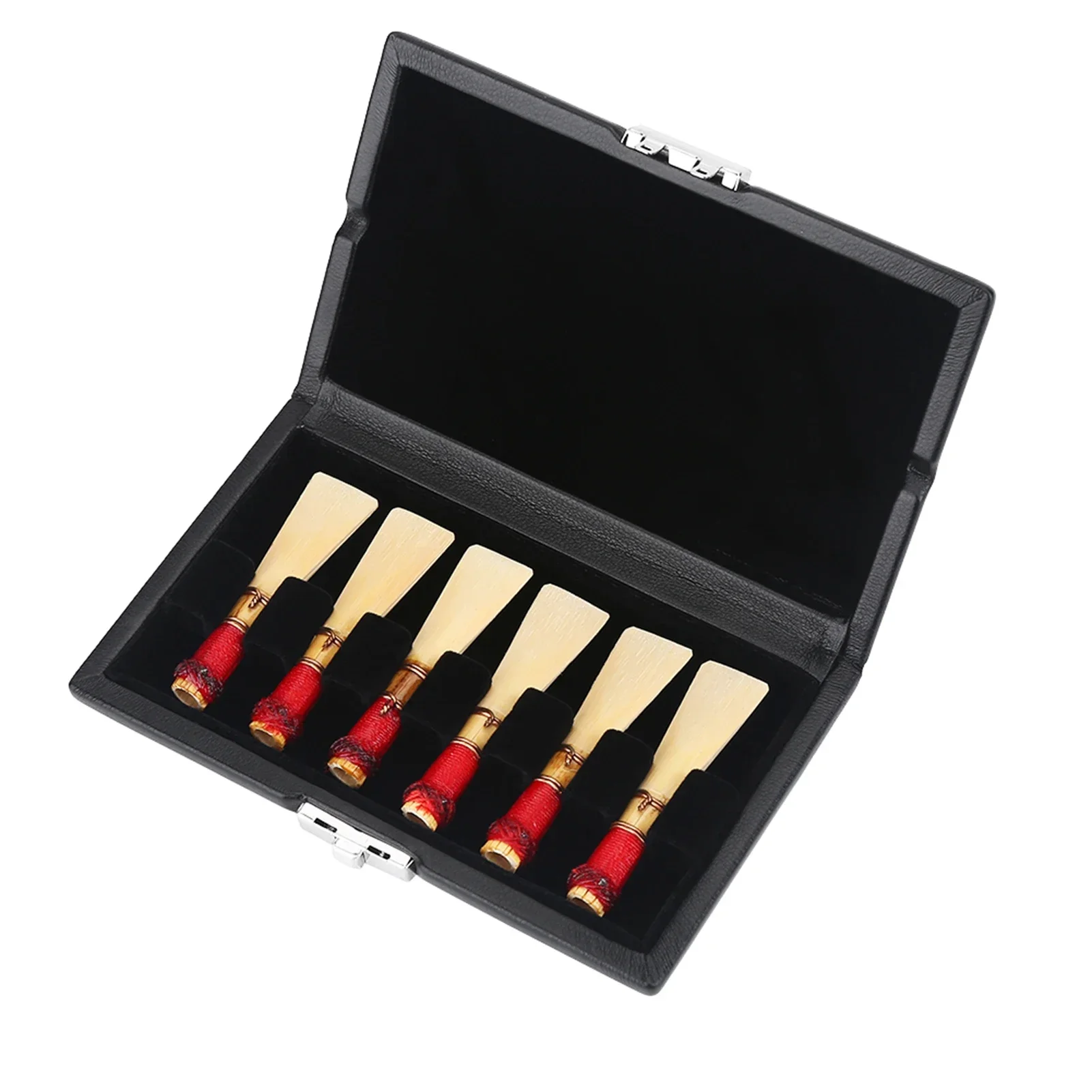 

Чехол из искусственной кожи, черный контейнер для фагота с тростями, чехол с прорезями для 6 тростей