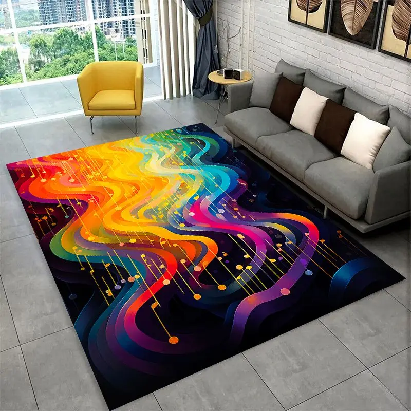 Fashion Musical Note Instrument Staff Art Large Area Rug Non-slip Durable Carpet for Bedroom Living Room Sofa Doormat Home Decor