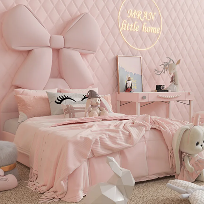 Children's Furniture Modern Light luxury Pink bed Princess bed Bowknot bed 1.5 meters Girl bed 1.8 meters Young Girls bed