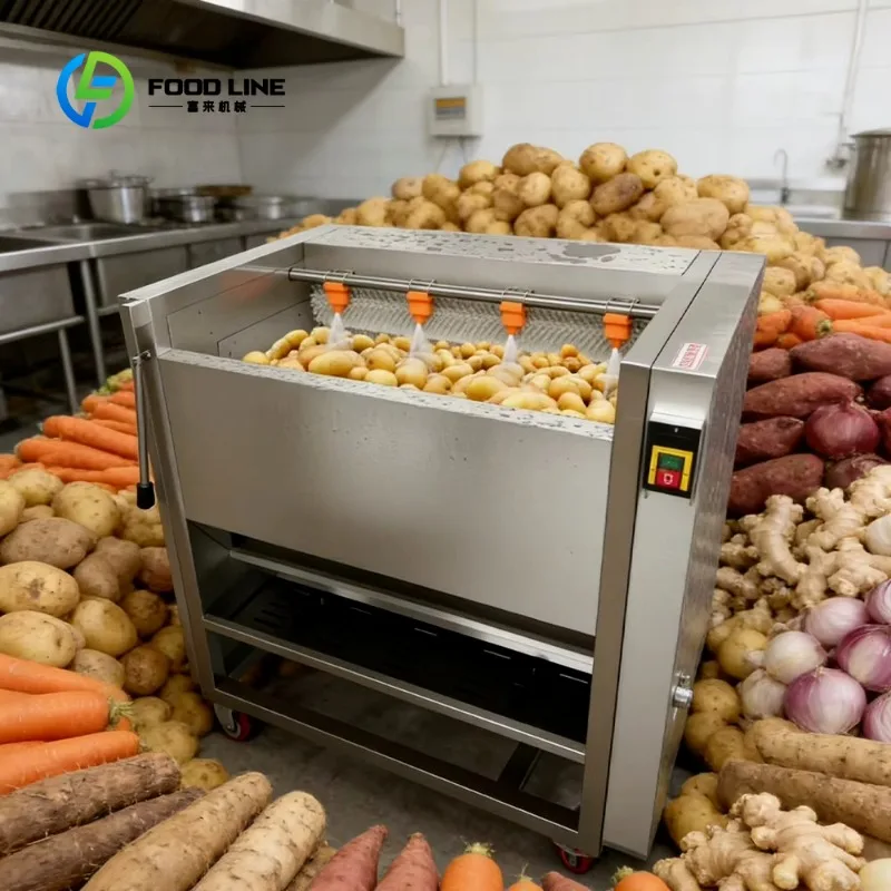 Automatic Vegetable Peeling Machine Photo Carrot  Ginger Cleaning and Peeling Machine