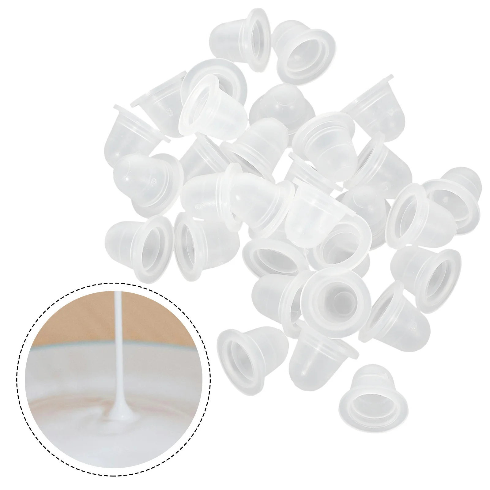 

200Pcs Silicone Ink Cups Transparent U Shaped Pigment Holders for Tattooing Eyelash Extensions Easy Clean Containers