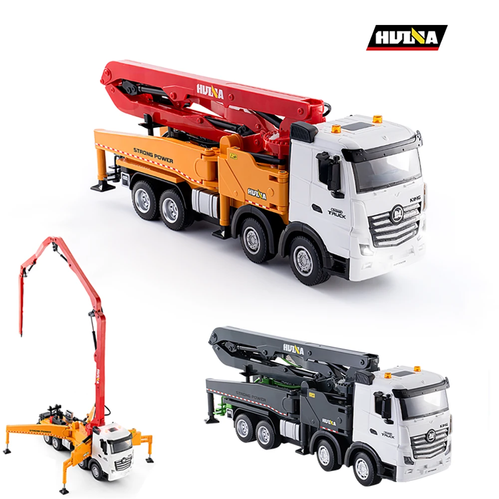 HUINA 1/18 RC Alloy Cement Pump Truck 11CH Wireless Remote Control Engineering Vehicle 2.4G RC Car Model Children's Toy 1381