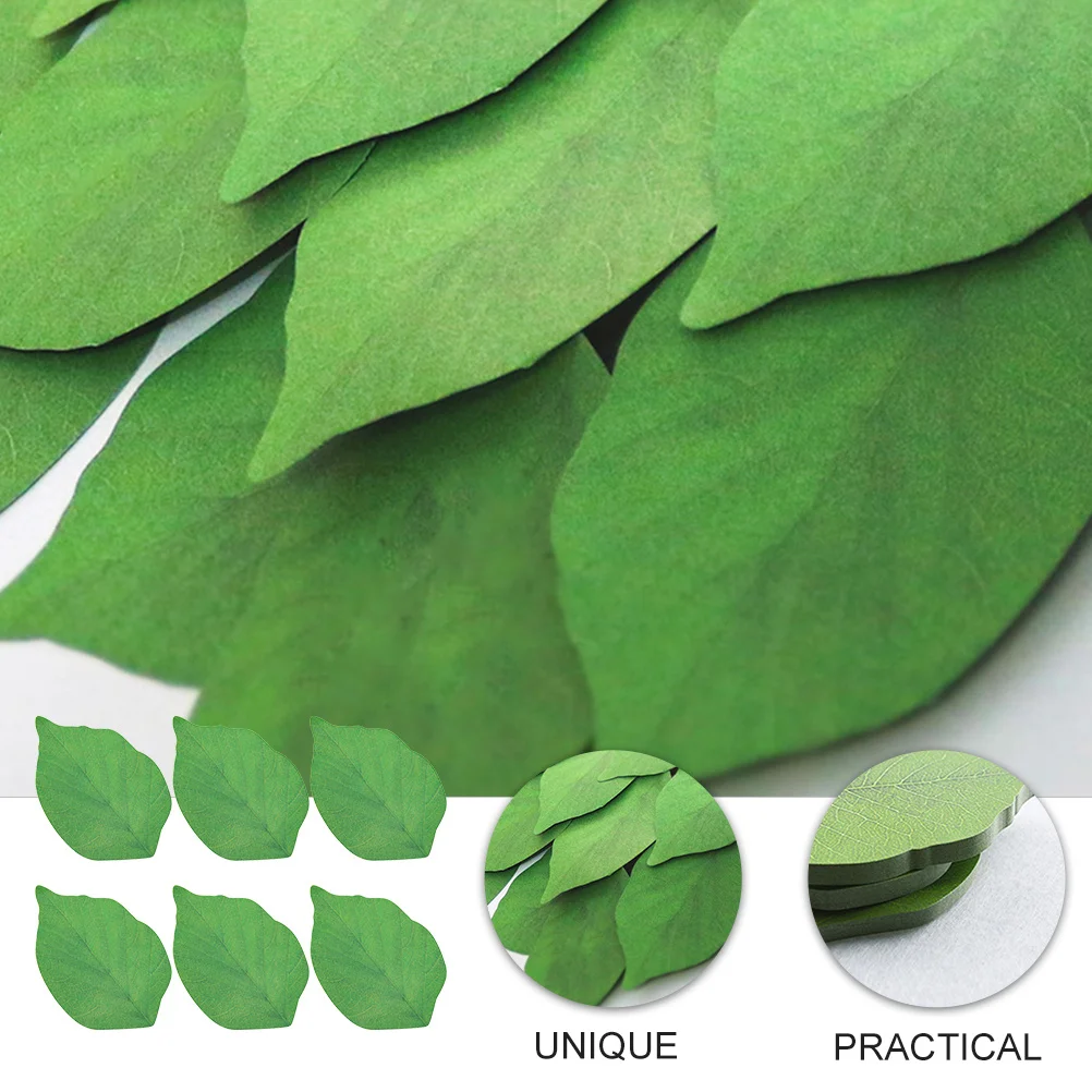 

1Set Simulation Green Leaf Note Stickers for Office Students Memo Pads Bookmark Stickers Eye Protection Paper