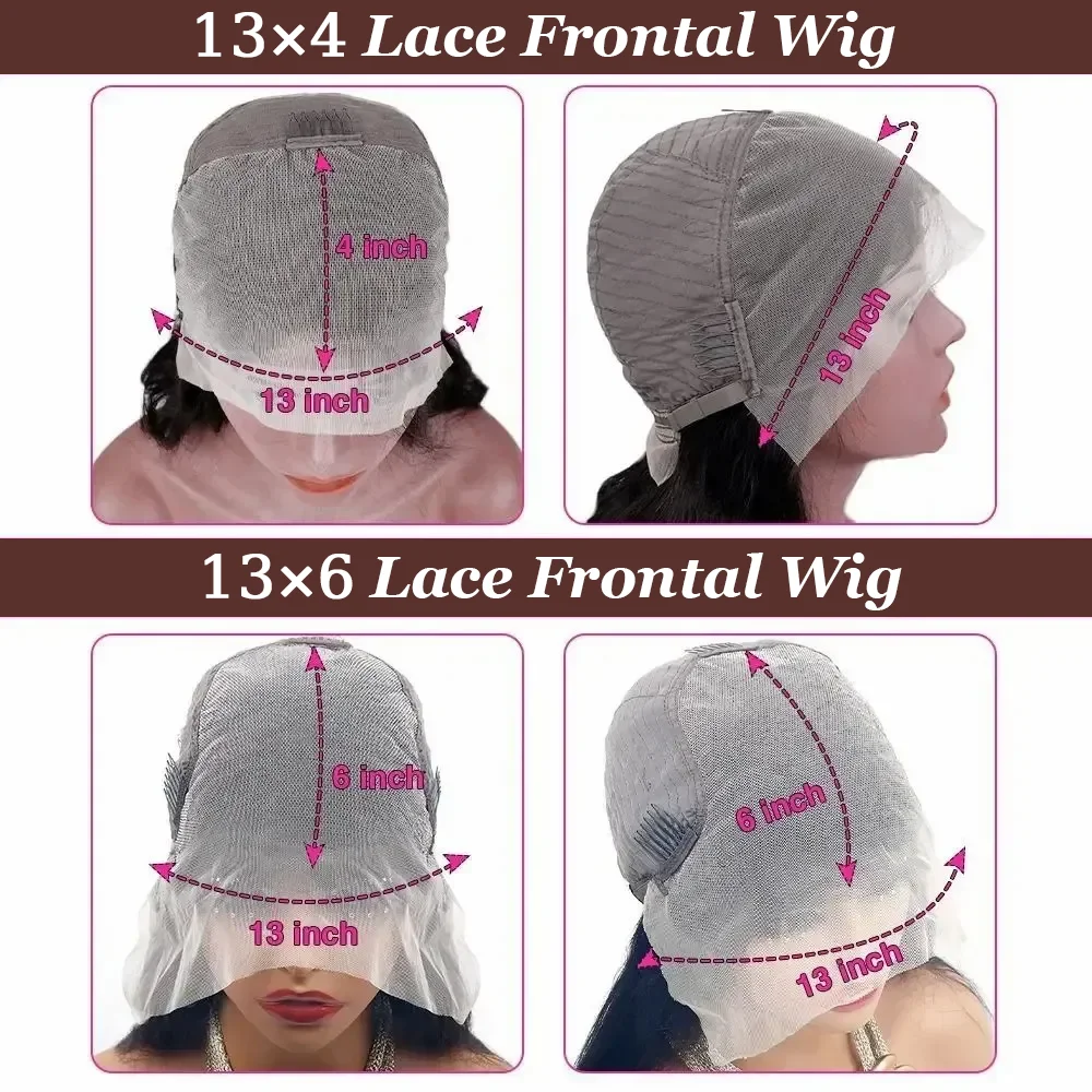 موجة عميقة 13x6 شعر مستعار بدانتيل أمامي 36 بوصة 220% # 4 باروكات شعر بشري برازيلي بدانتيل أمامي شفاف عالي الدقة بلون بني شوكولاتة للنساء