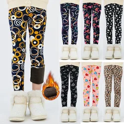 Thicked Velvet Kids Girls Pants Printing Slim Toddler Girl Leggings for Autumn Winter Warm Trousers