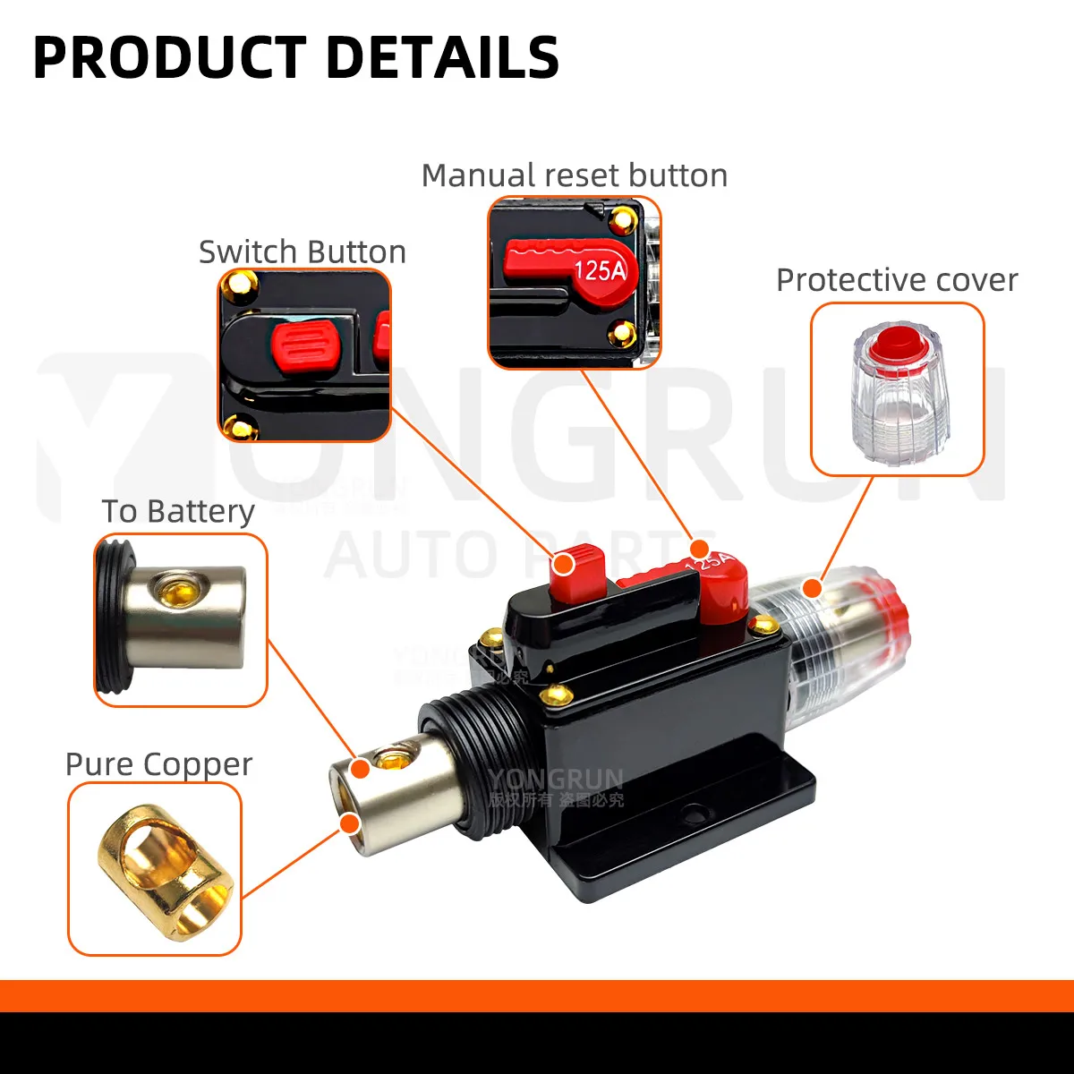 20A na 150A obvodový jistič s manuál resetovat pro auto audio systém vodotěsný lodní obvodový jistič resetovat tavná pojistka 12V48V stejnosměrný