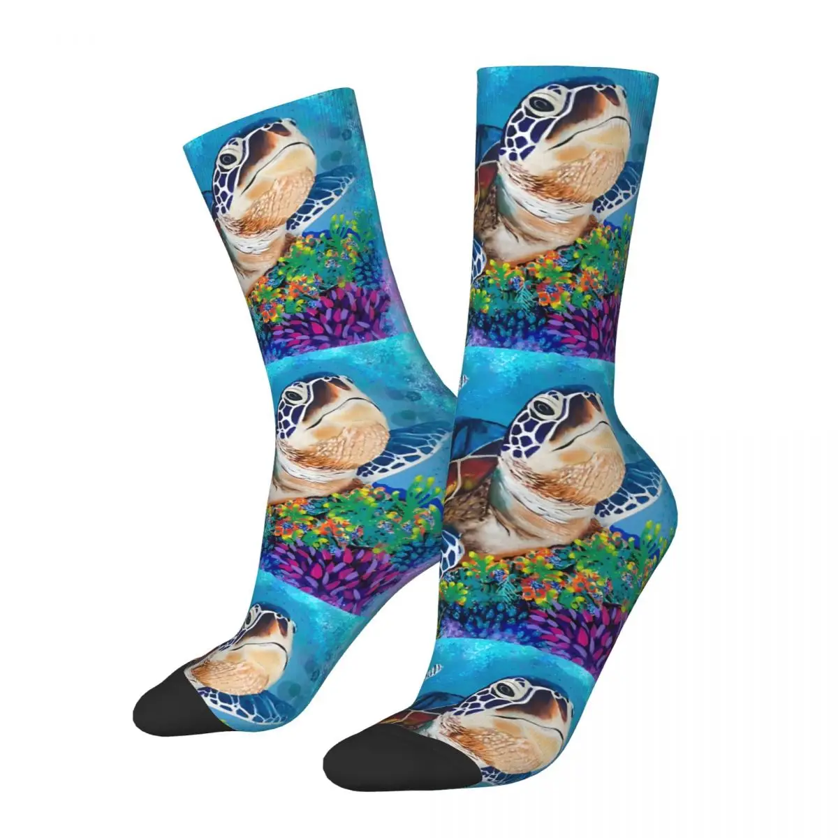 

Turtle On Coral Reef Bath Mat Unisex Winter Socks Warm Happy Socks Street Style Crazy Sock