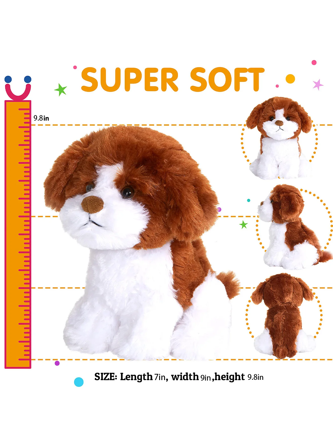 ตุ๊กตาหนานุ่มแบบนุ่มสำหรับสุนัขยัดไส้ด้วยไฟ LED ตุ๊กตามือรูปสัตว์เรืองแสงสำหรับสุนัขของขวัญวันเกิดวันคริสต์มาสสำหรับเด็ก