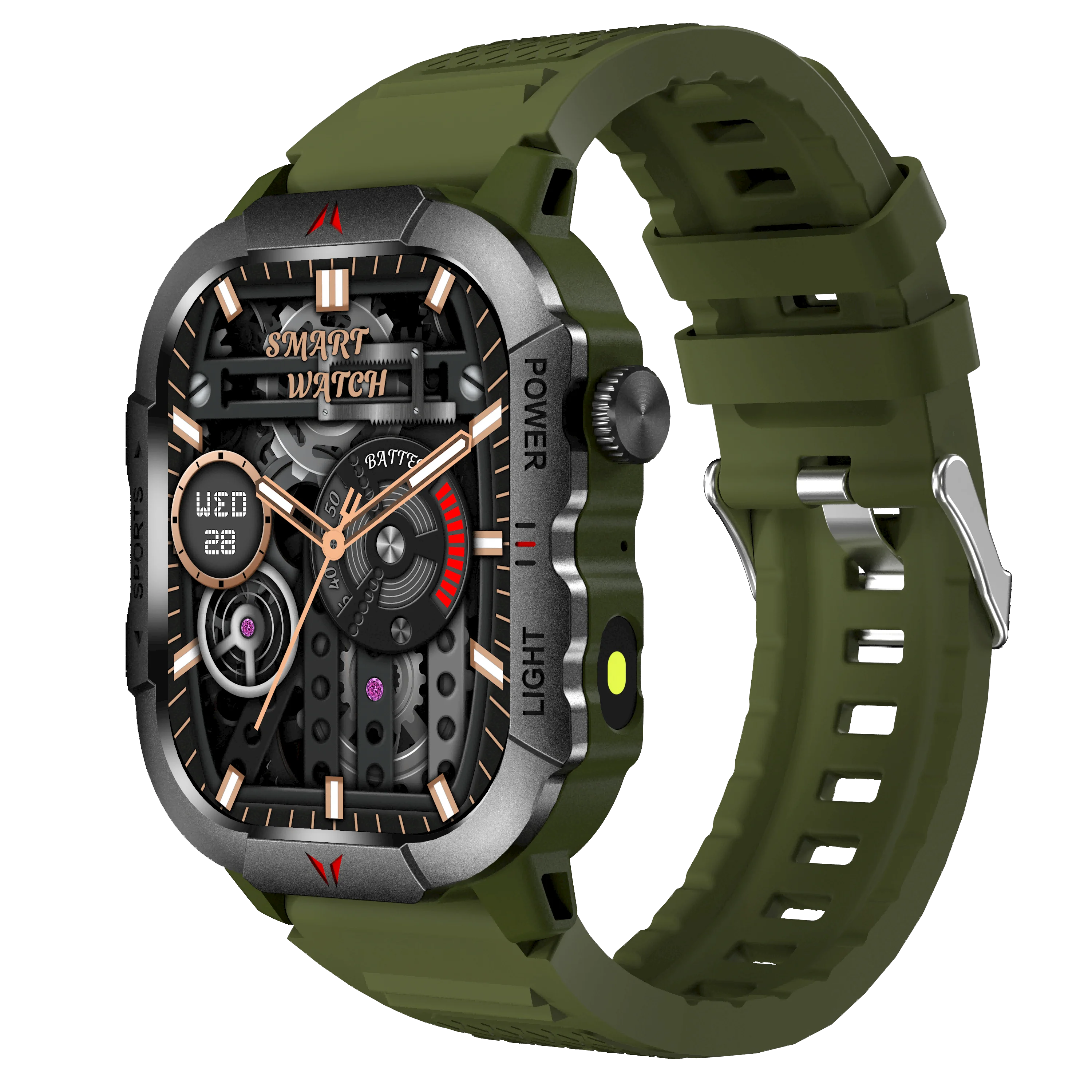 

2.01 Inch Large Screen Smart Sports Watch for Men Outdoor Fitness with Sleep Tracker Silicone Band Flashlight & Diving