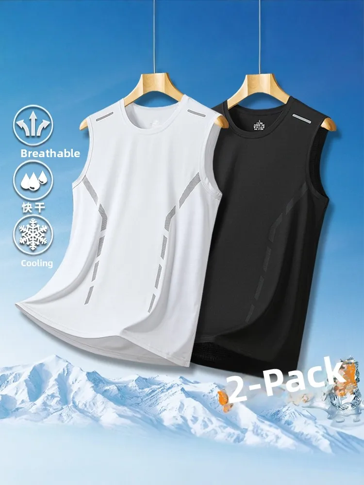 

Мужской летний спортивный жилет Fitn из ледяного шелка Qui Dry Svel, новинка 2025, впитывающий пот, дышащая свободная верхняя одежда