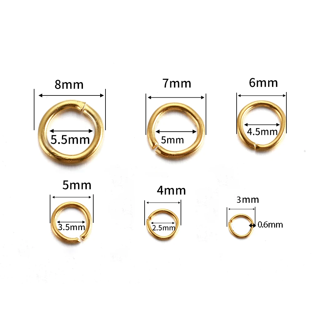 100/200Pcs 3-8mm Stainless Steel Split Ring Open Single Loops Jump Rings Connectors for DIY Jewelry Making Findings Accessories