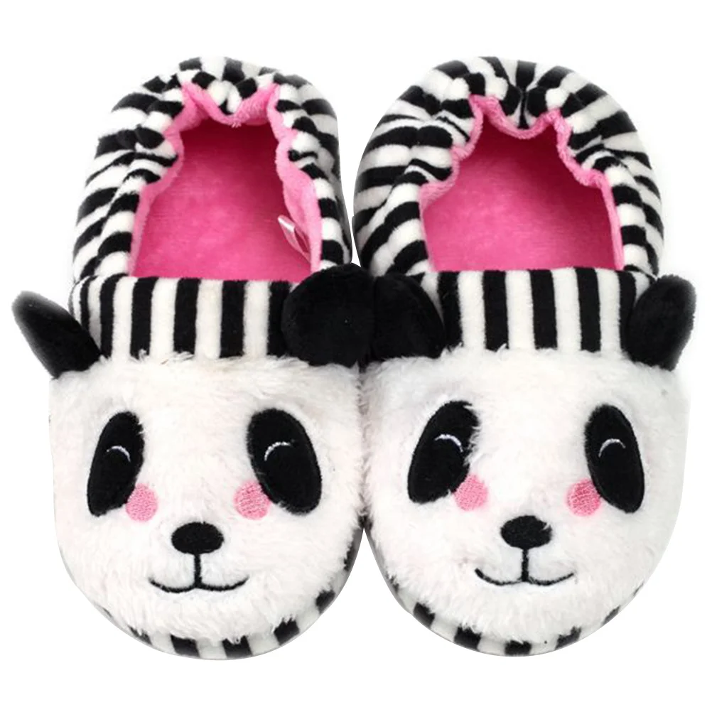1 par anti deslizamento quente crianças chinelos dos desenhos animados panda design crianças interior inverno chinelo sola macia máquina lavável