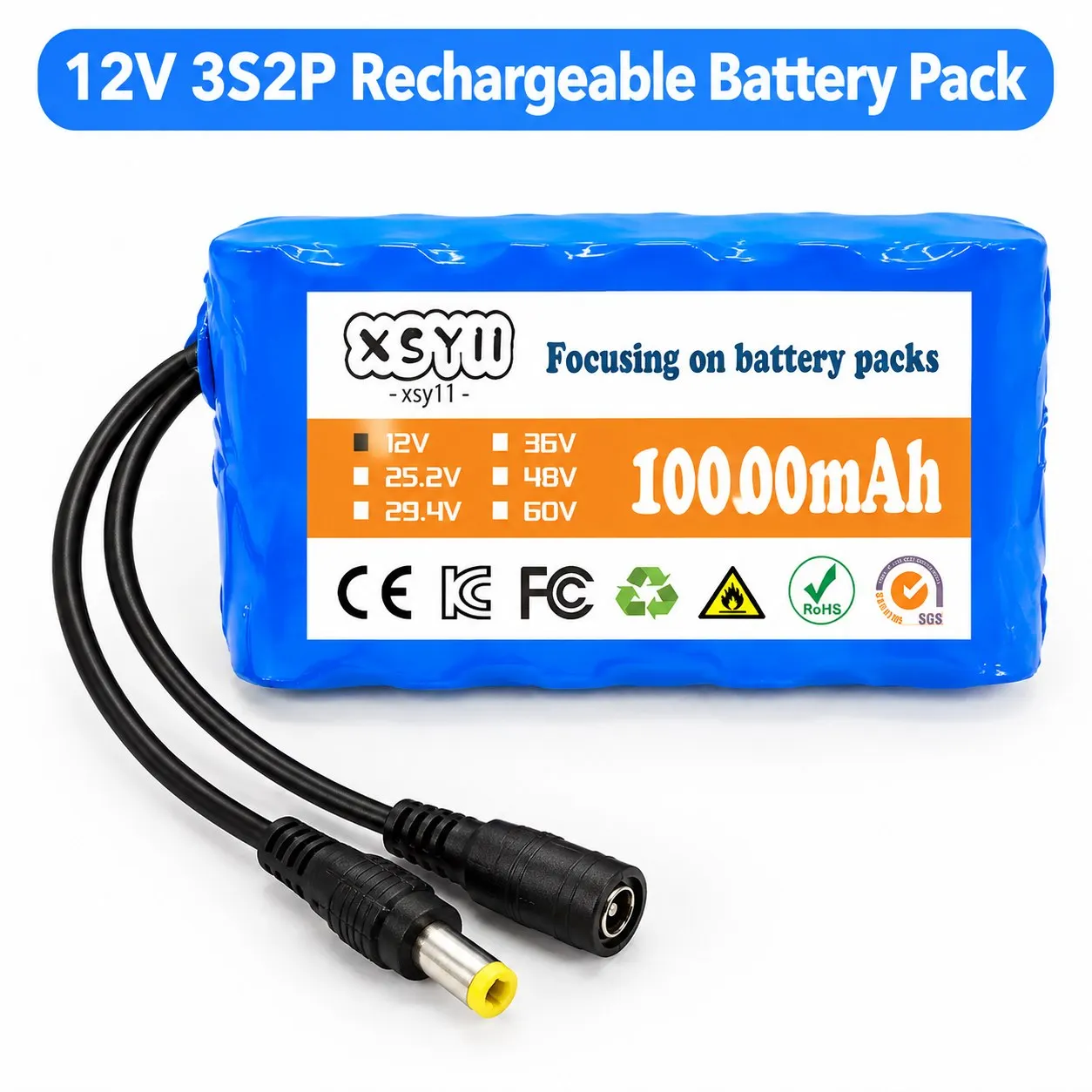 12V 3S2P 100Ah Li-Ion Rechargeable Battery Pack Unit for E Bike Scooter Repair Power Supply DIY Projects 1 2 3 Packs