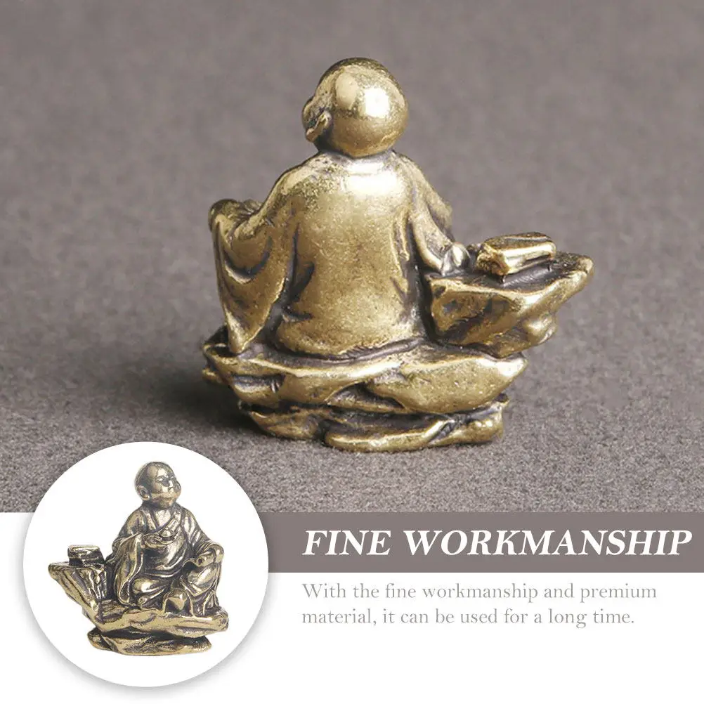 Exquisite Brass Buddha Statue for Desktop Decoration Home Office Buddhist Adornment Zen Theme Religious Ornament Temple Souvenir - view 3