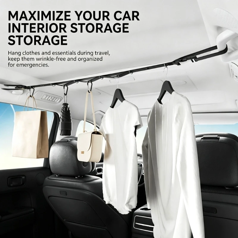 Portable Car Clothes Hanging Rope Multi-Functional Auto Interior Clothesline for Camping Travel Load Capacity:10kg