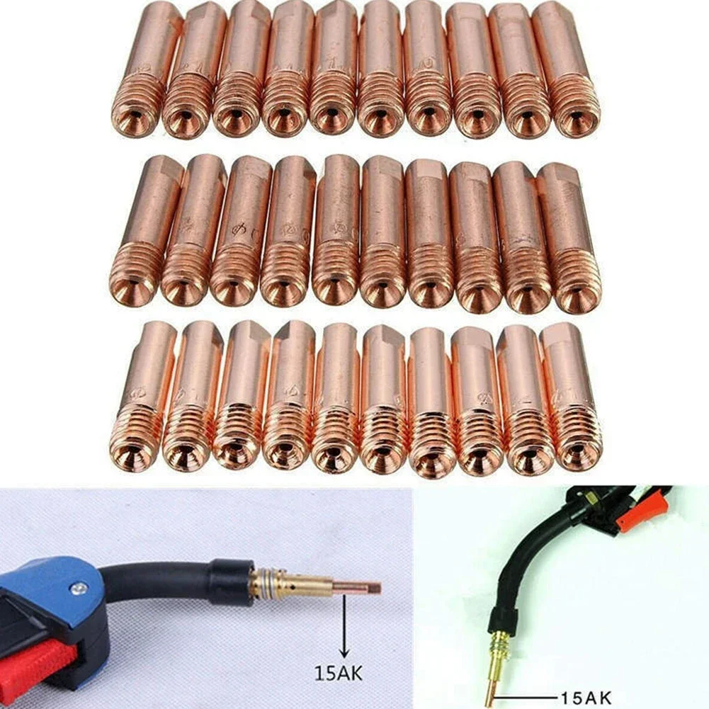 MB 15AK MIG MAG Welding Torch Contact Tip, Copper Gas Nozzle with Stable Thermal Performance, 0 6mm/0 8mm/1 0mm/1 2mm, 10 pcs