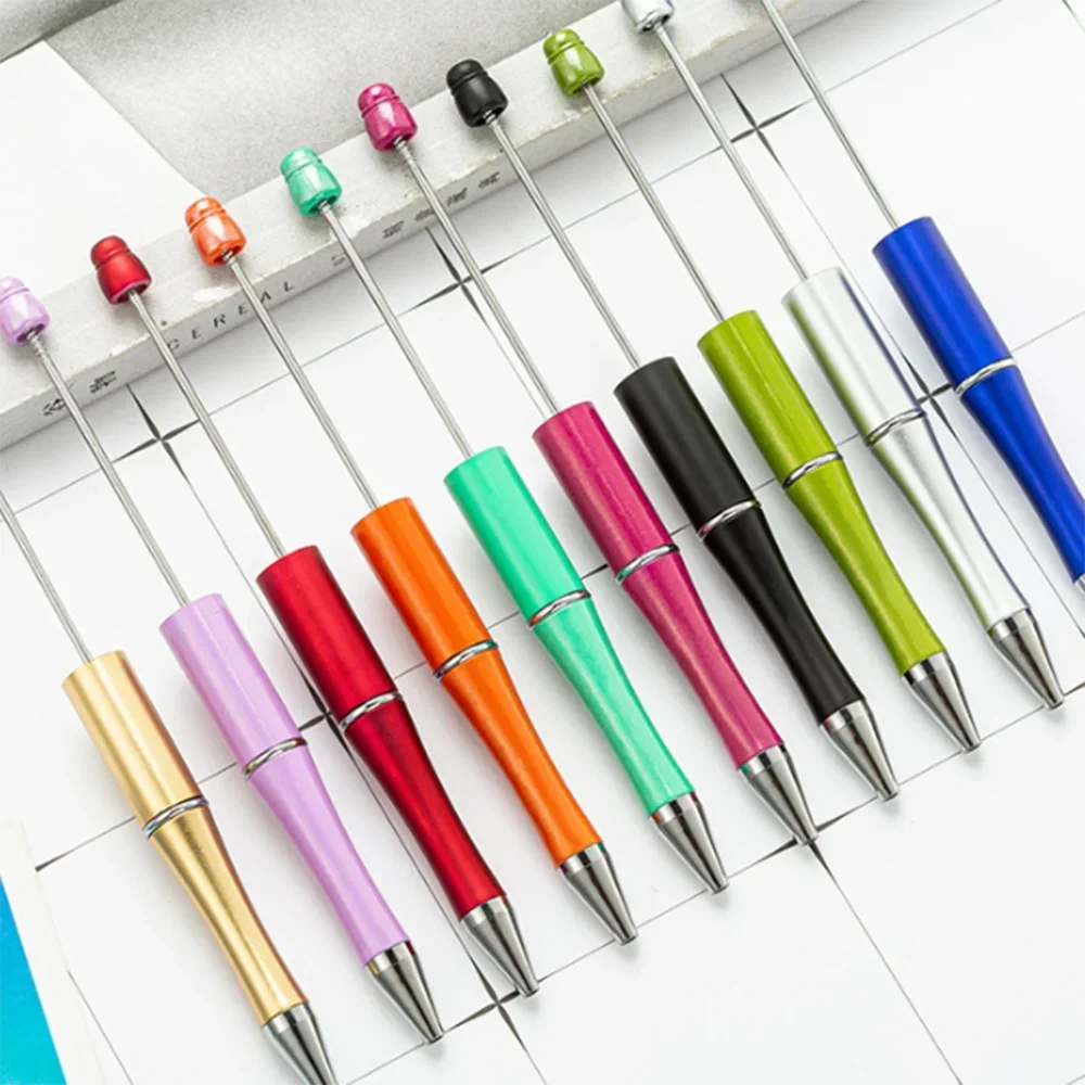 1pcs pen +6pcs Creative DIY Plastic Beaded Ballpoint Pen Printable Logo Cose Per La Scuola Pens for Writing Office Supplies