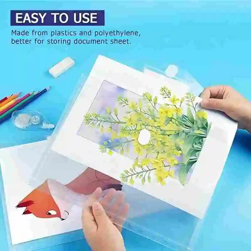 Paquete de 6 bolsillos para carpetas de 2/3/4 anillas, carpetas de archivos con cierre de bucle y etiqueta, carpeta de sobres de plástico expandible