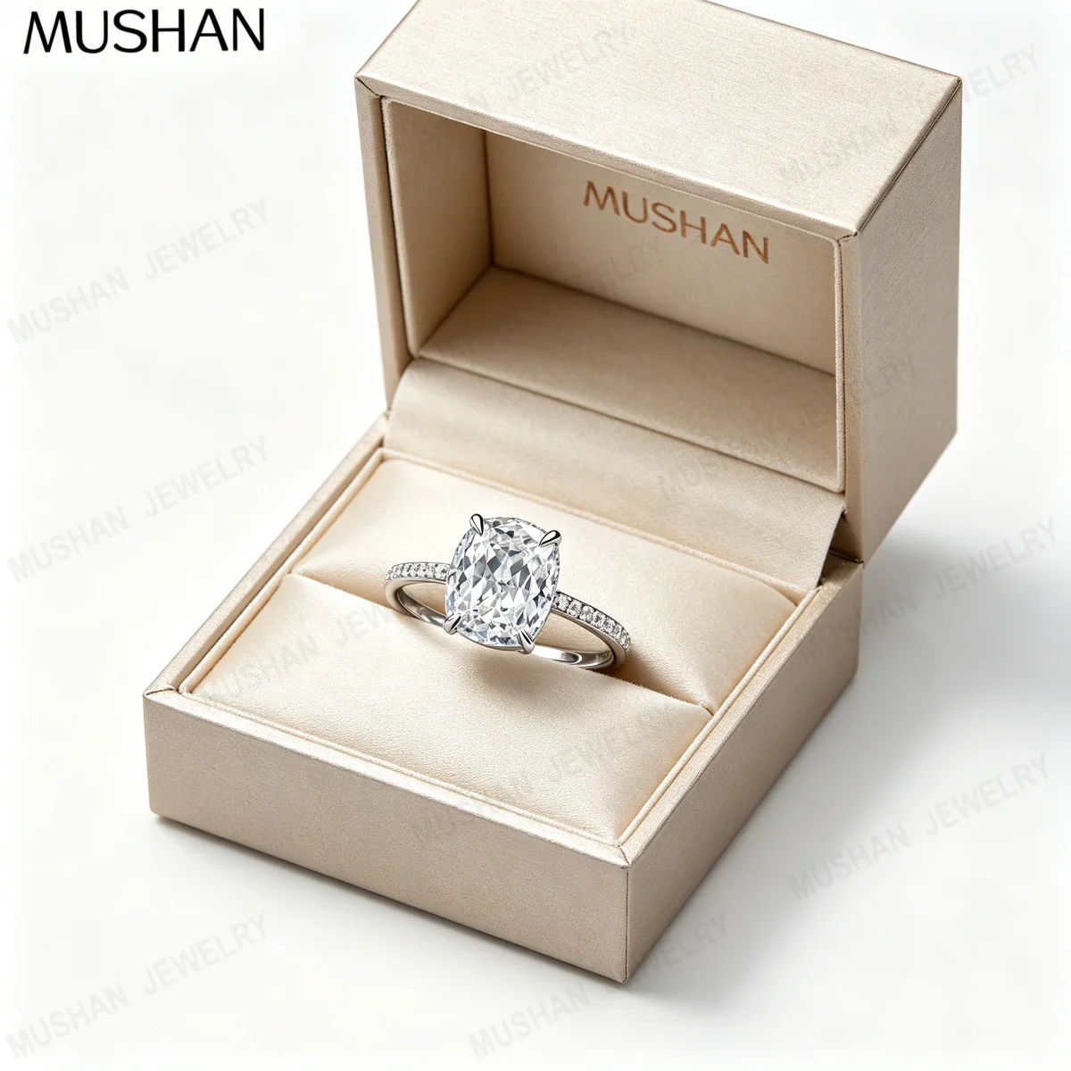 MuShan Brand Jewelry 925 Sterling Silver Ring Band Moissanite Diamond Wedding Rings D Color VVS1 Women MST Patent Fine Jewelry
