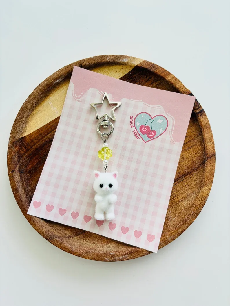 Cute handmade cat keychain