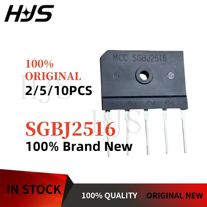 2/5/10PCS 100% Original Brand New and Quality SGBJ2516 SGBJ 2516 J2516 25A 1600V High-voltage three-phase rectifier flat bridge