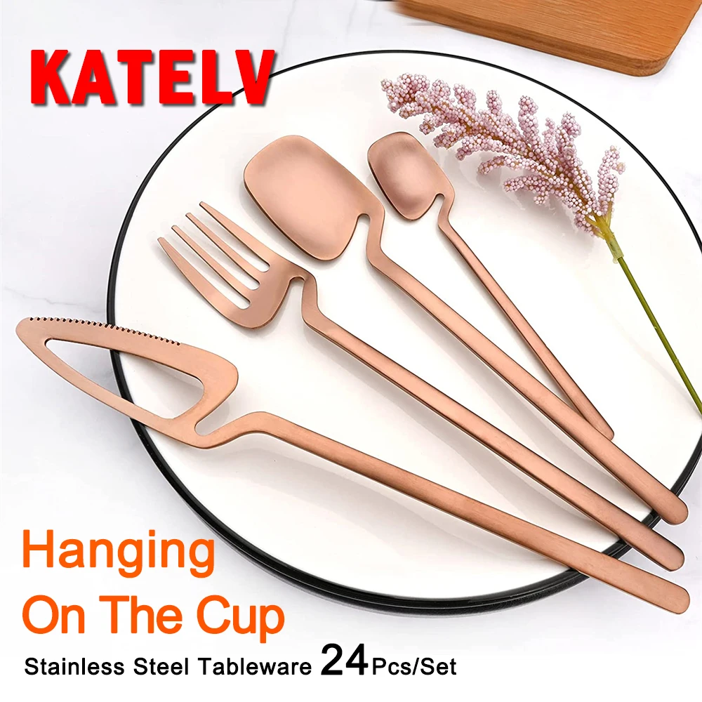 24Pcs Silver Cutlery Set 304 Stainless Steel Dinnerware Set Knife Fork Coffee Spoon Dinner Set Kitchen Flatware Tableware Set