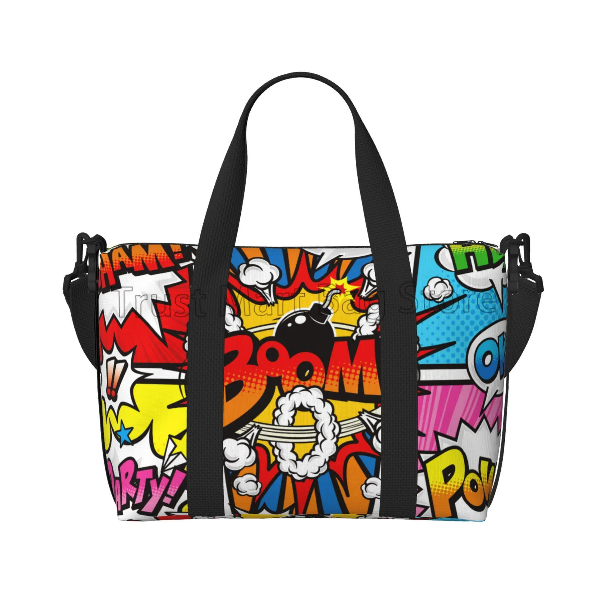 American Comic Book Collection Pop Art Print Hand Travel Bag Multipurpose Weekender Bags Waterproof Luggage Bag for Sports Gym