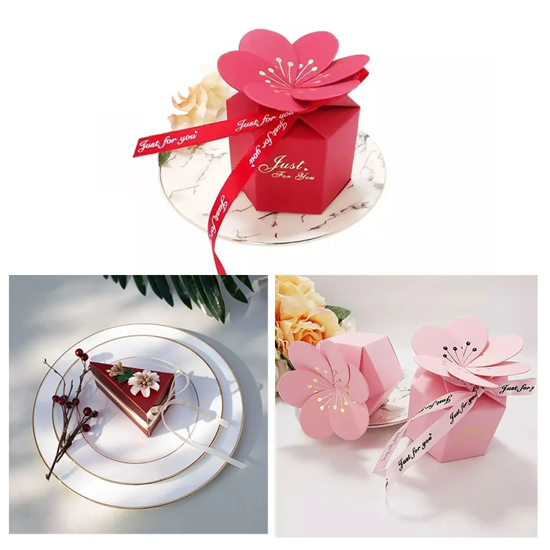 

High-Grade Petal Wedding Valentine's Day Candy Solid Color Gift Box for Sugar Candy Portable Packable Wedding Party Gift Bags