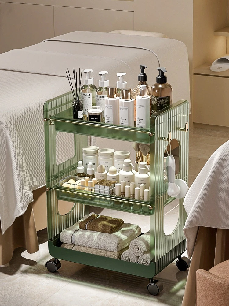 

Beauty Trolley Shelf Acrylic Advanced Multifunctional Beauty Salon Tools Cosmetic Storage Shelf Salon Furniture