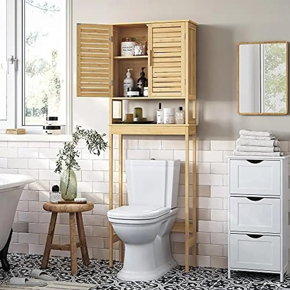 Bathroom Storage Organizer Adjustable Shelf Over Toilet Cabinet Space-Saving Rack Shelf Rack