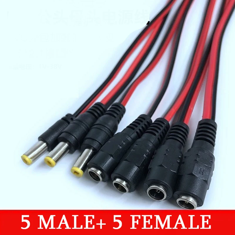 

10pcs/Lot Male Female Plug 12V Dc Power Pigtail Cable Jack For Cctv Camera Connector Tail Extension DC Wire