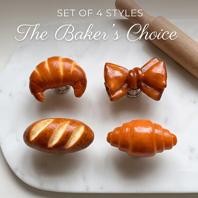 Cute Simulation Bread Drawer Knob Creative Croissant Shape Cabinet Pull Handle Home Decor Ornament