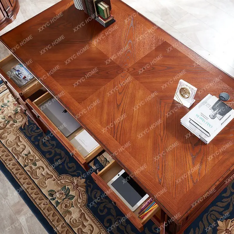 LCustomized solid wood desk class desk study writing desk combination medieval office table