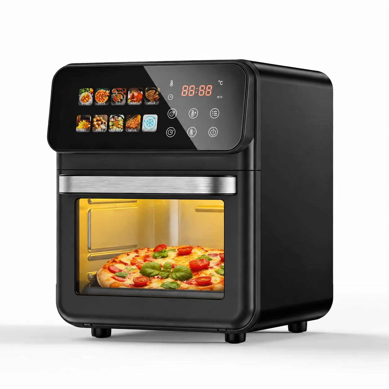 Heißluftfritteuse 10L Digital Air Fryer 1500W 10 Programme 80-200°C Timer Sichtfenster Innenbeleuchtung Antihaft