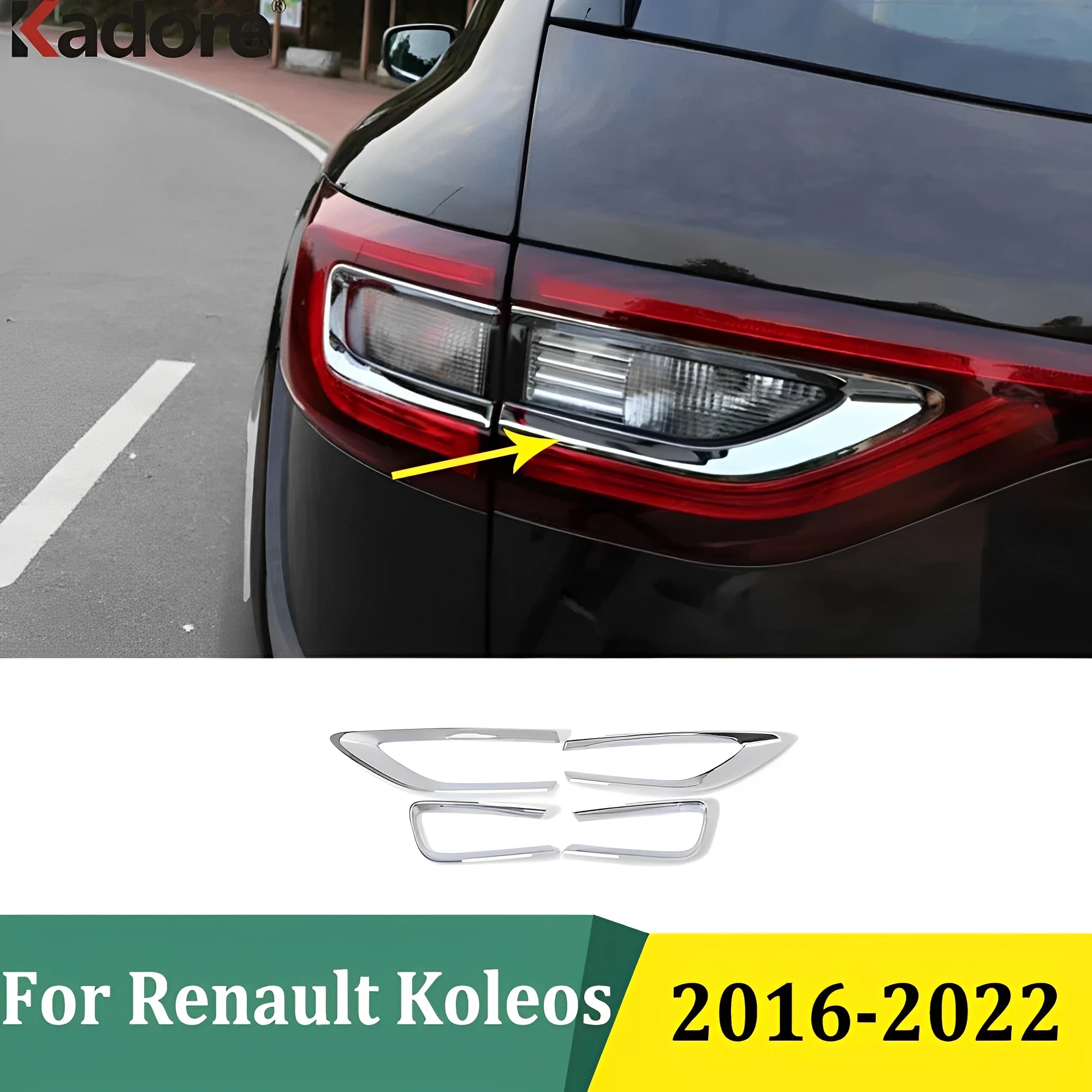 For Renault Koleos 2016-2021 2022 Chrome Rear Light Lamp Cover Taillight Decoration Cover Trim Car External Styling Accessories